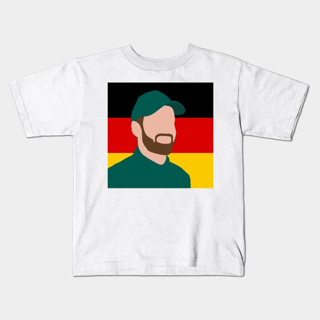 Sebastian Vettel Face Art - Flag Edition Kids T-Shirt by GreazyL